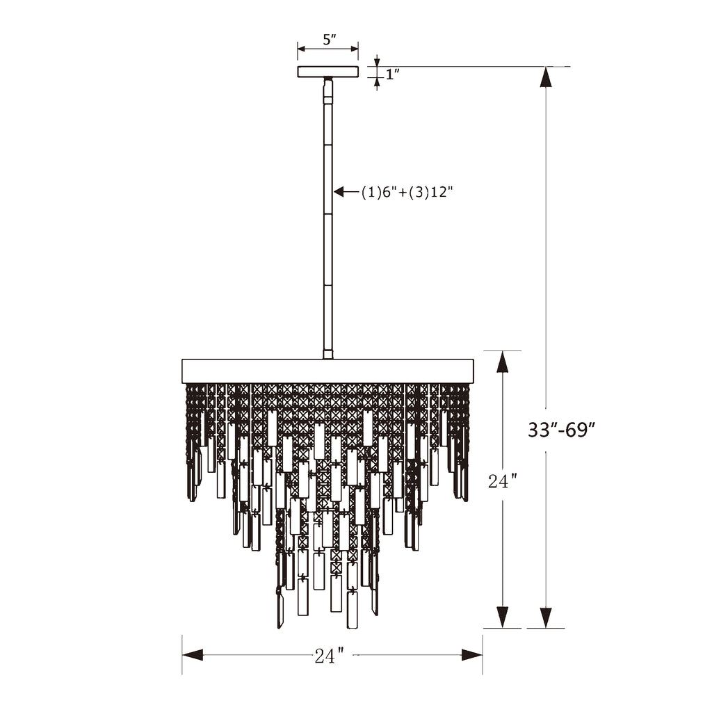 Crystorama Winfield 24'' Chandelier - Product Dimensions