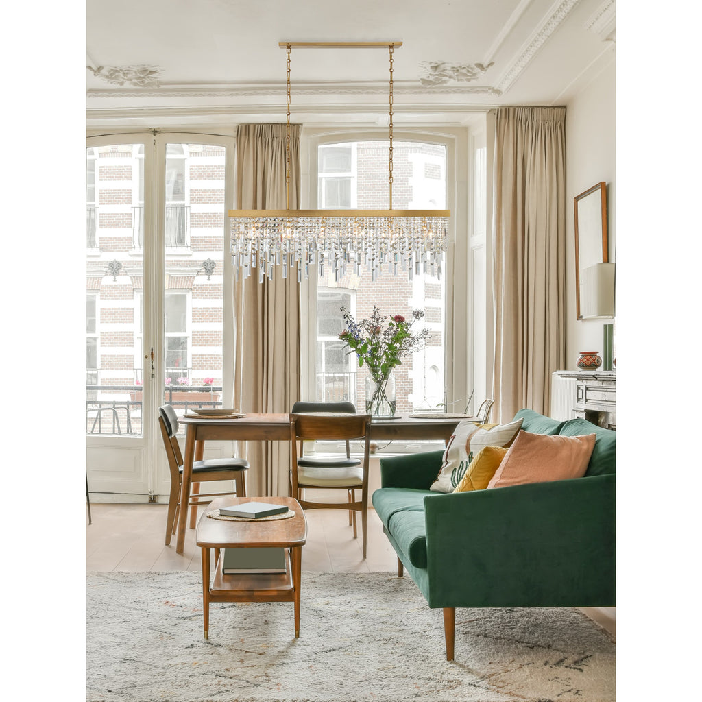 Crystorama Winfield 49'' Linear Chandelier in Antique Gold - Lifestyle View
