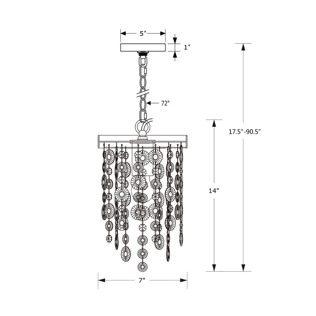 Crystorama Winham 7'' Pendant - Product Dimensions