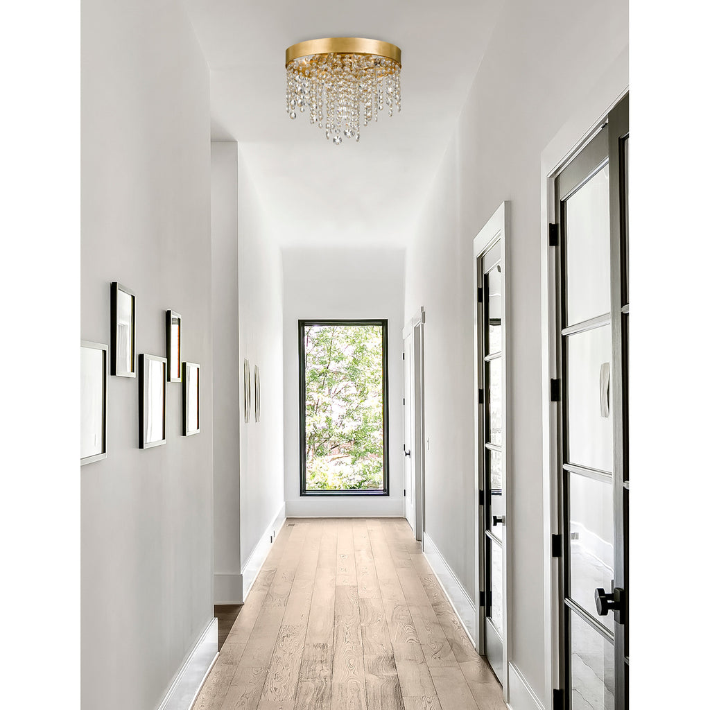 Crystorama Winham 16'' Flush Mount in Antique Gold - Lifestyle View