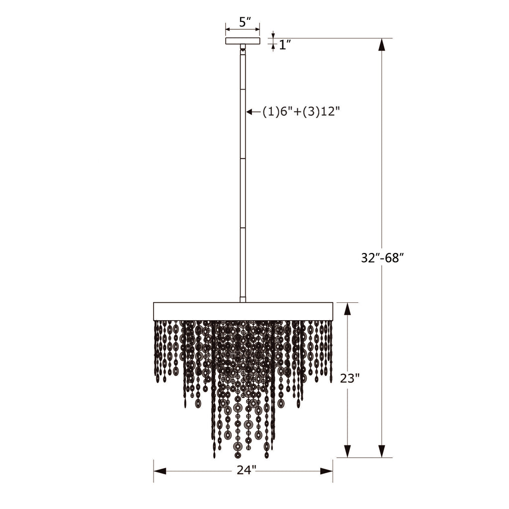 Crystorama Winham 24'' Chandelier - Product Dimensions