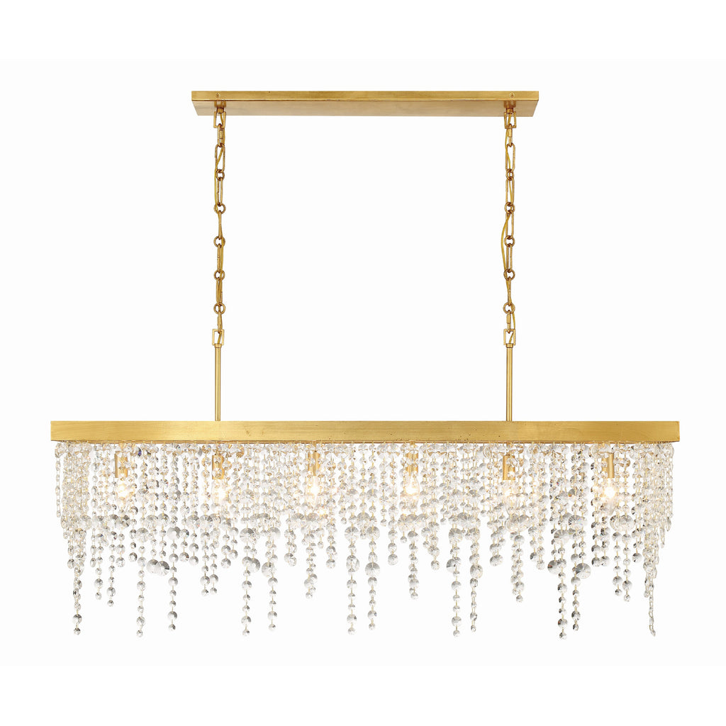 Crystorama Winham 49'' Linear Chandelier in Antique Gold - Front View