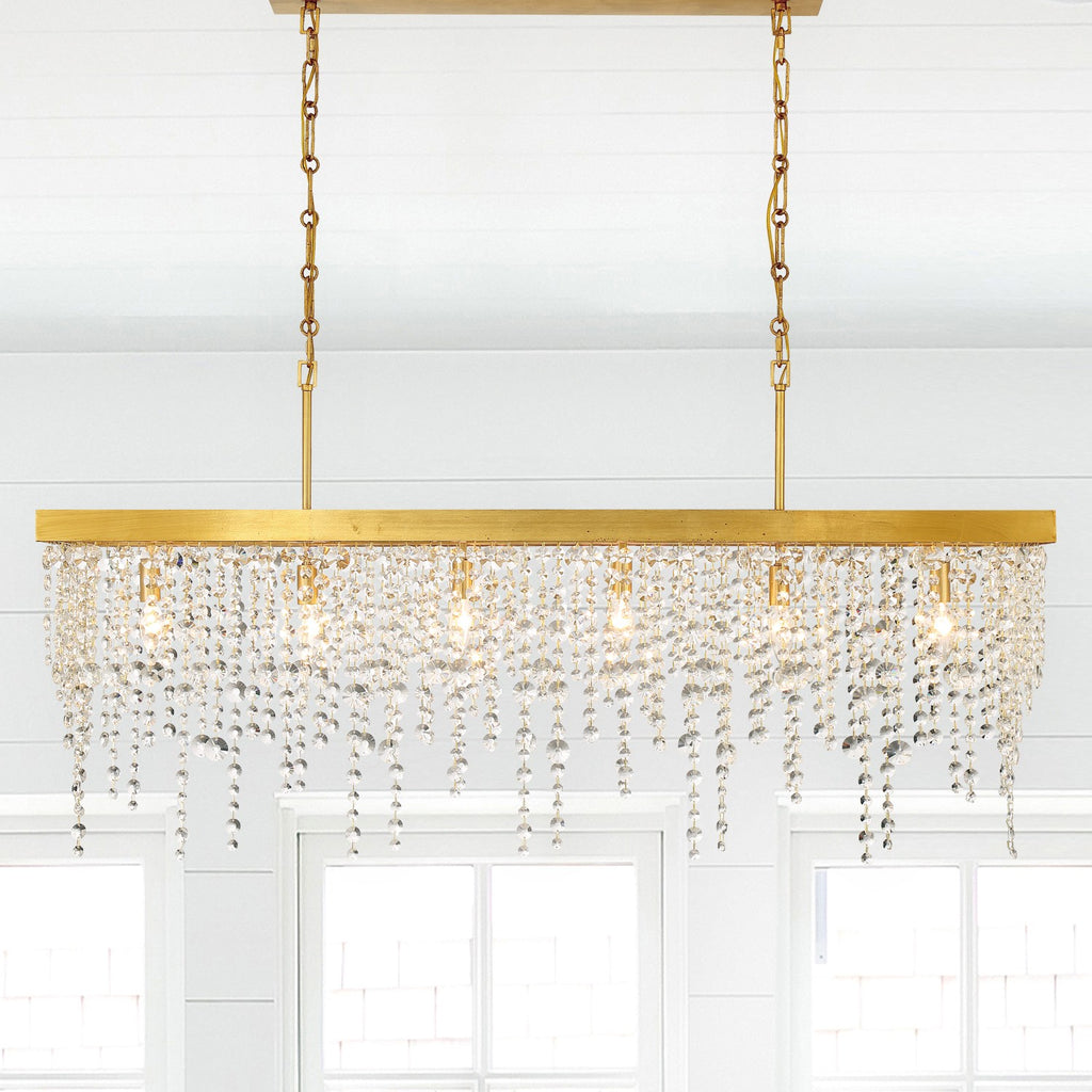 Crystorama Winham 49'' Linear Chandelier in Antique Gold - Lifestyle View