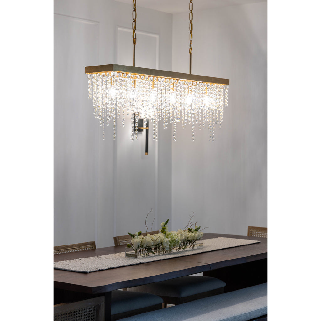 Crystorama Winham 49'' Linear Chandelier in Antique Gold - Lifestyle View