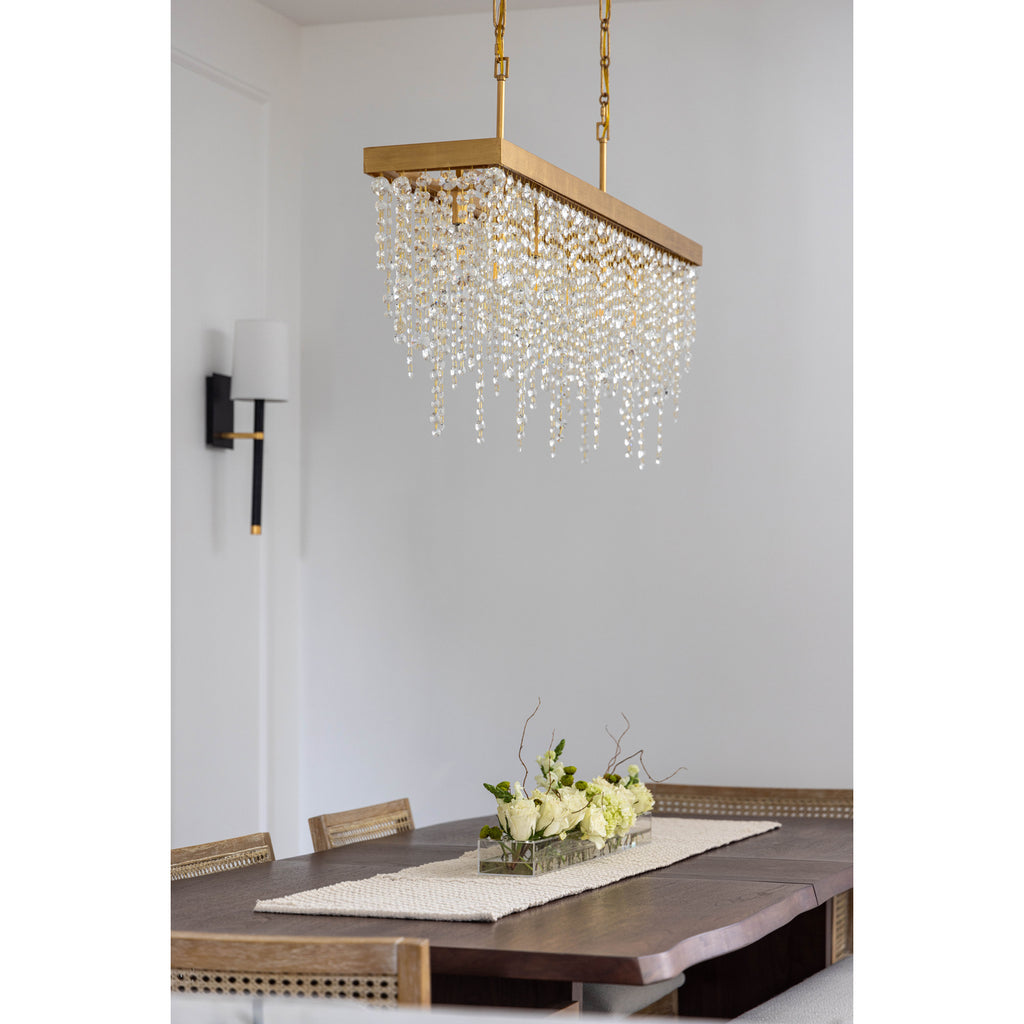Crystorama Winham 49'' Linear Chandelier in Antique Gold - Lifestyle View