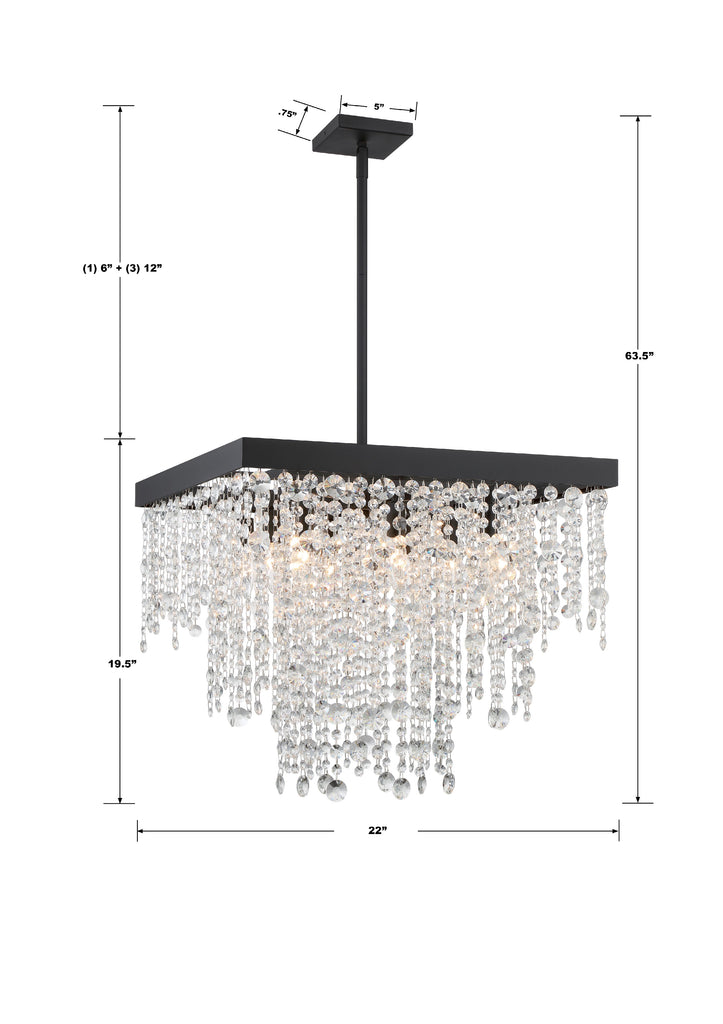 WIN-618-BF-CL-MWP Winham 8 Light Chandelier | Dimensions Image