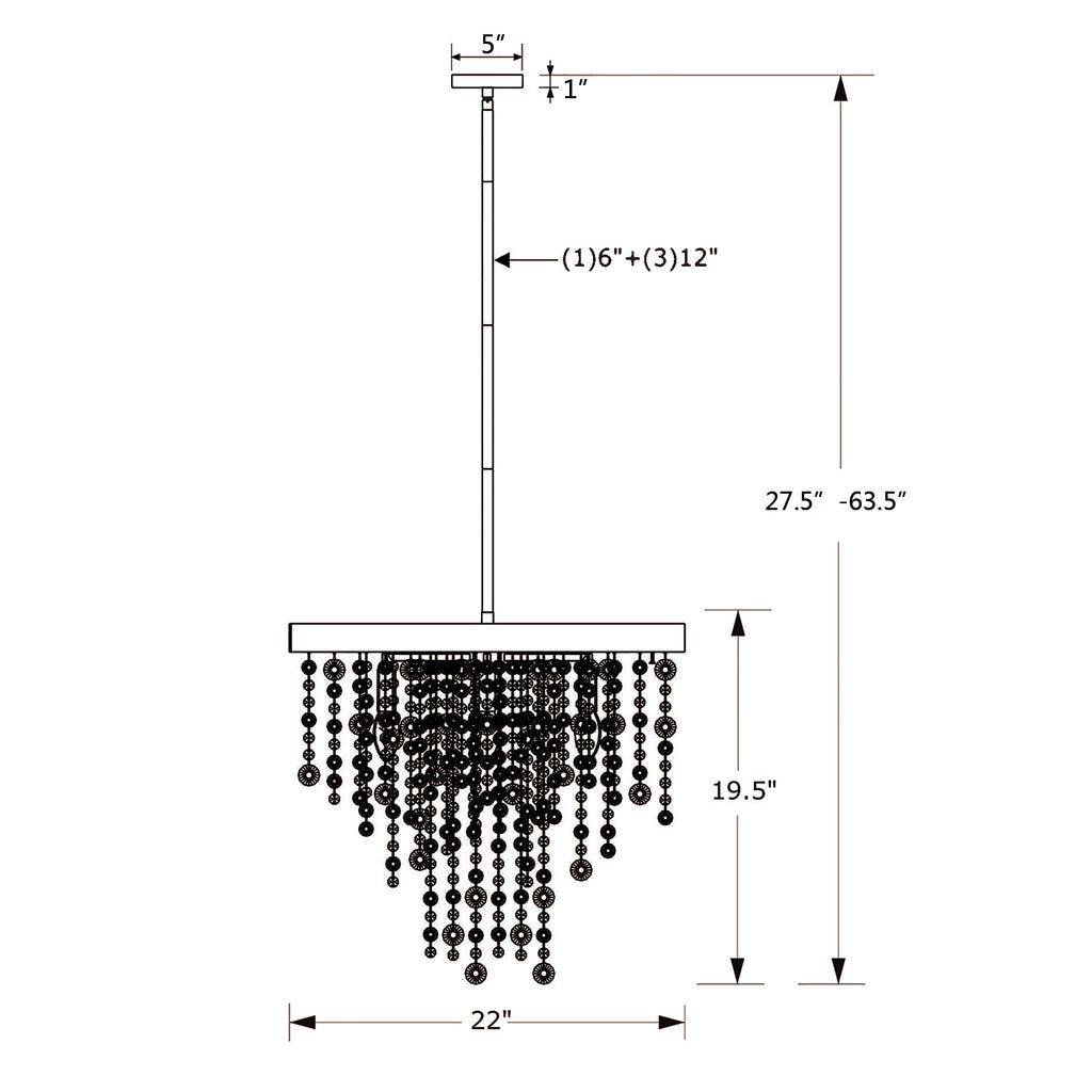 Crystorama Winham 22'' Chandelier - Product Dimensions