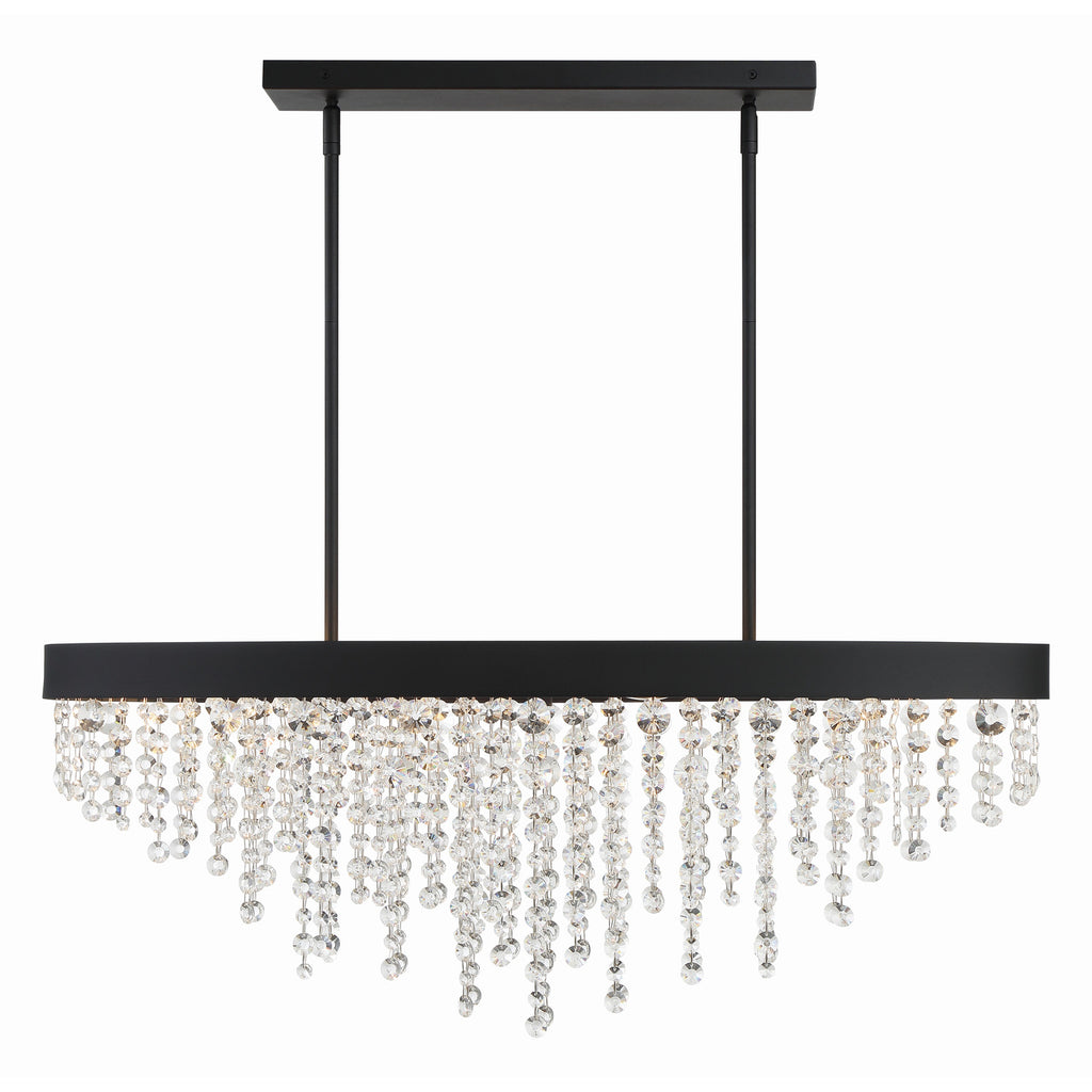 Crystorama Winham 36'' Linear Oval Chandelier in Black Forged - Front View