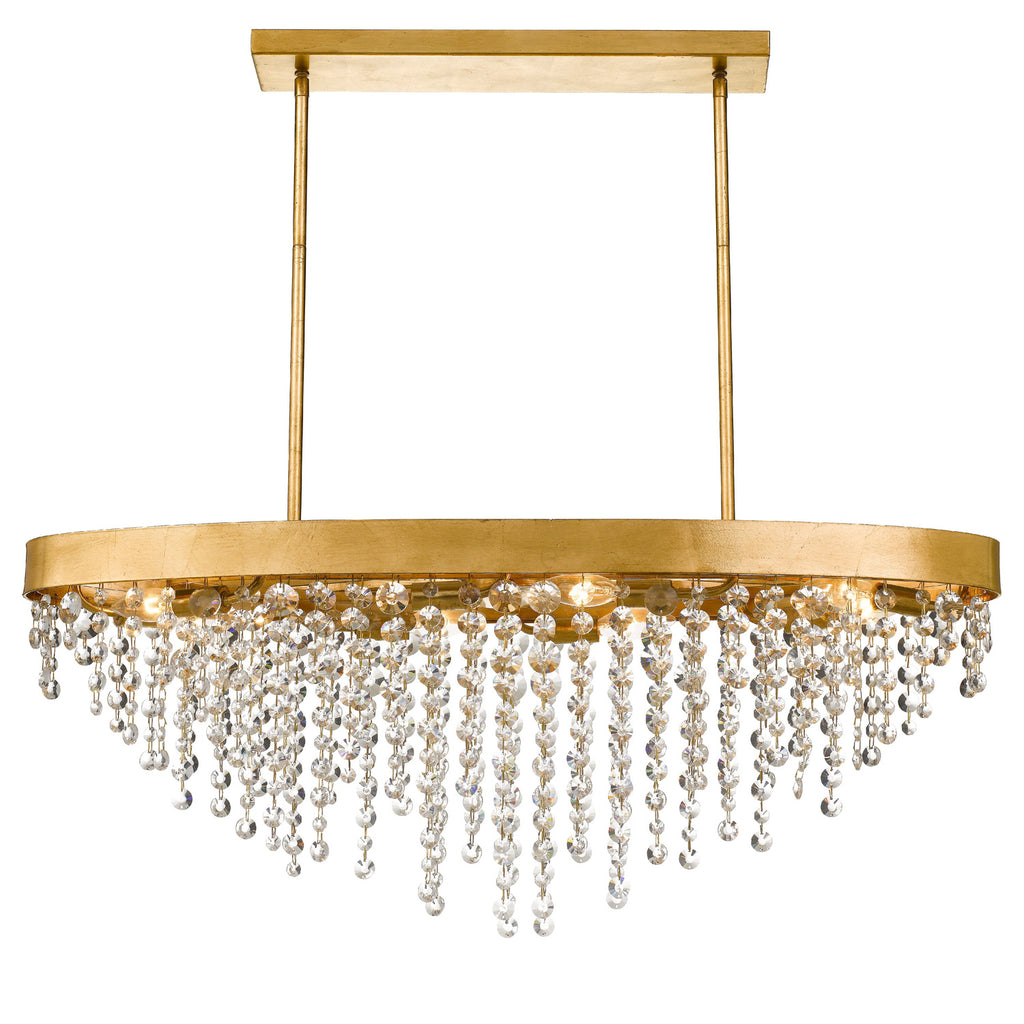 Crystorama Winham 36'' Linear Oval Chandelier in Antique Gold - Front View