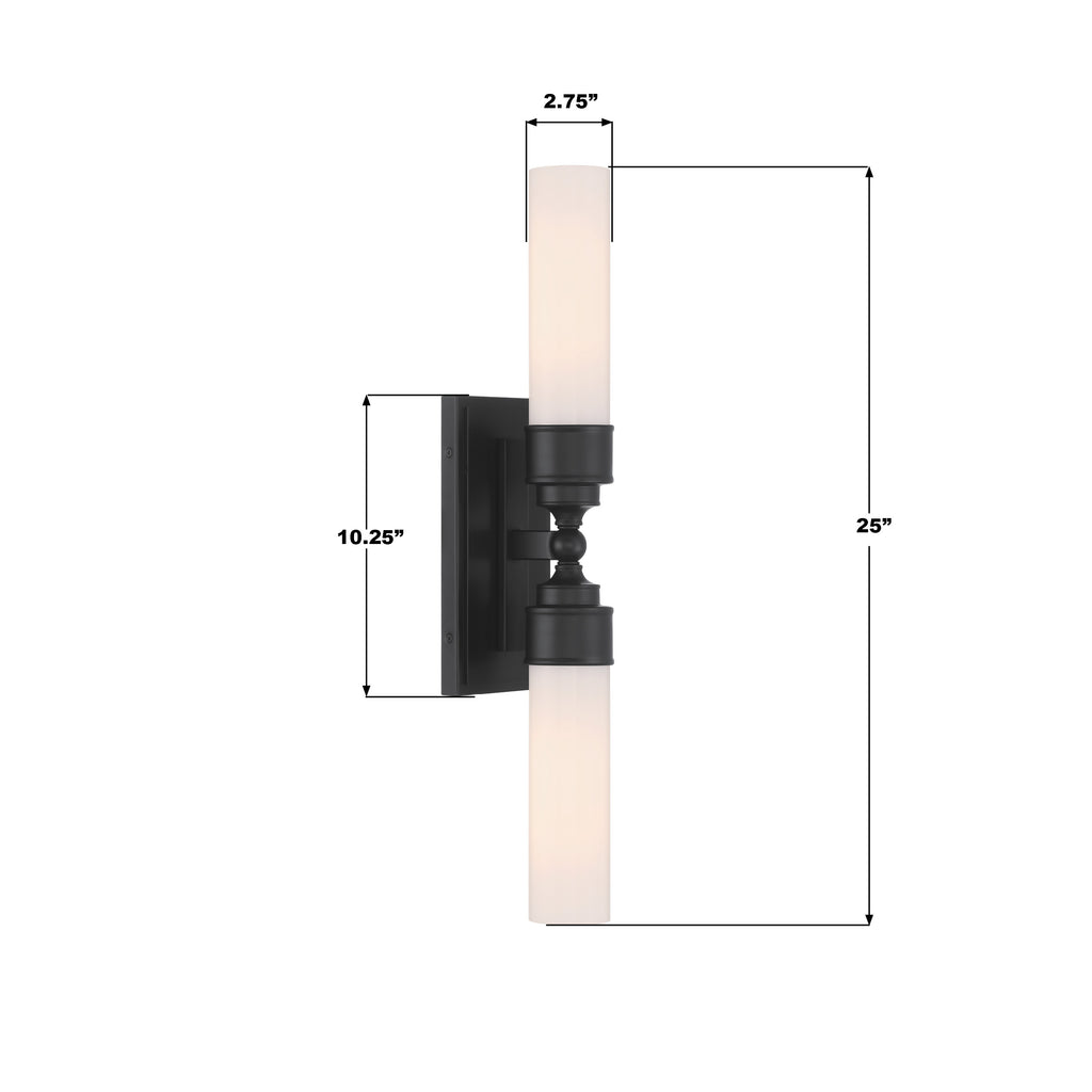 WLX-302-MK Wilcox 2 Light Sconce | Dimensions Image