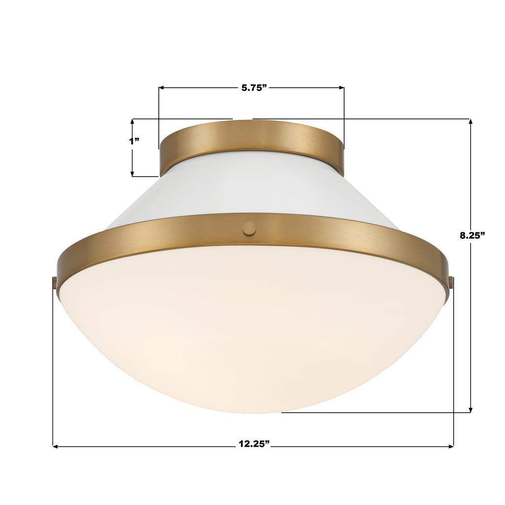 XAN-8001-VG-WH Xander 12.25'' Flush Mount | Dimensions Image