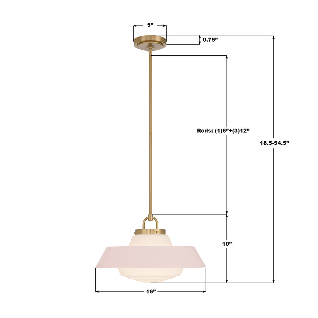 XAN-8006-VG-BH Xander 16'' Pendant | Dimensions Image