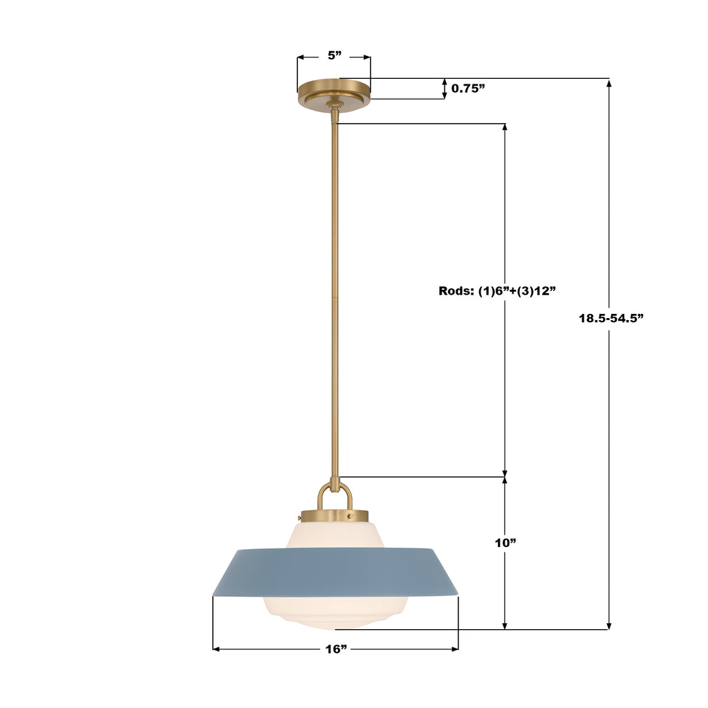 XAN-8006-VG-BL Xander 16'' Pendant | Dimensions Image