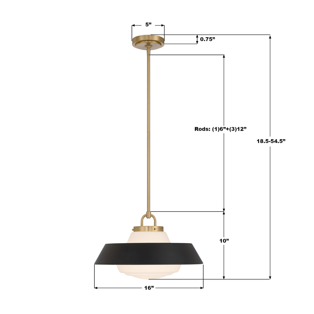 XAN-8006-VG-MK Xander 16'' Pendant | Dimensions Image