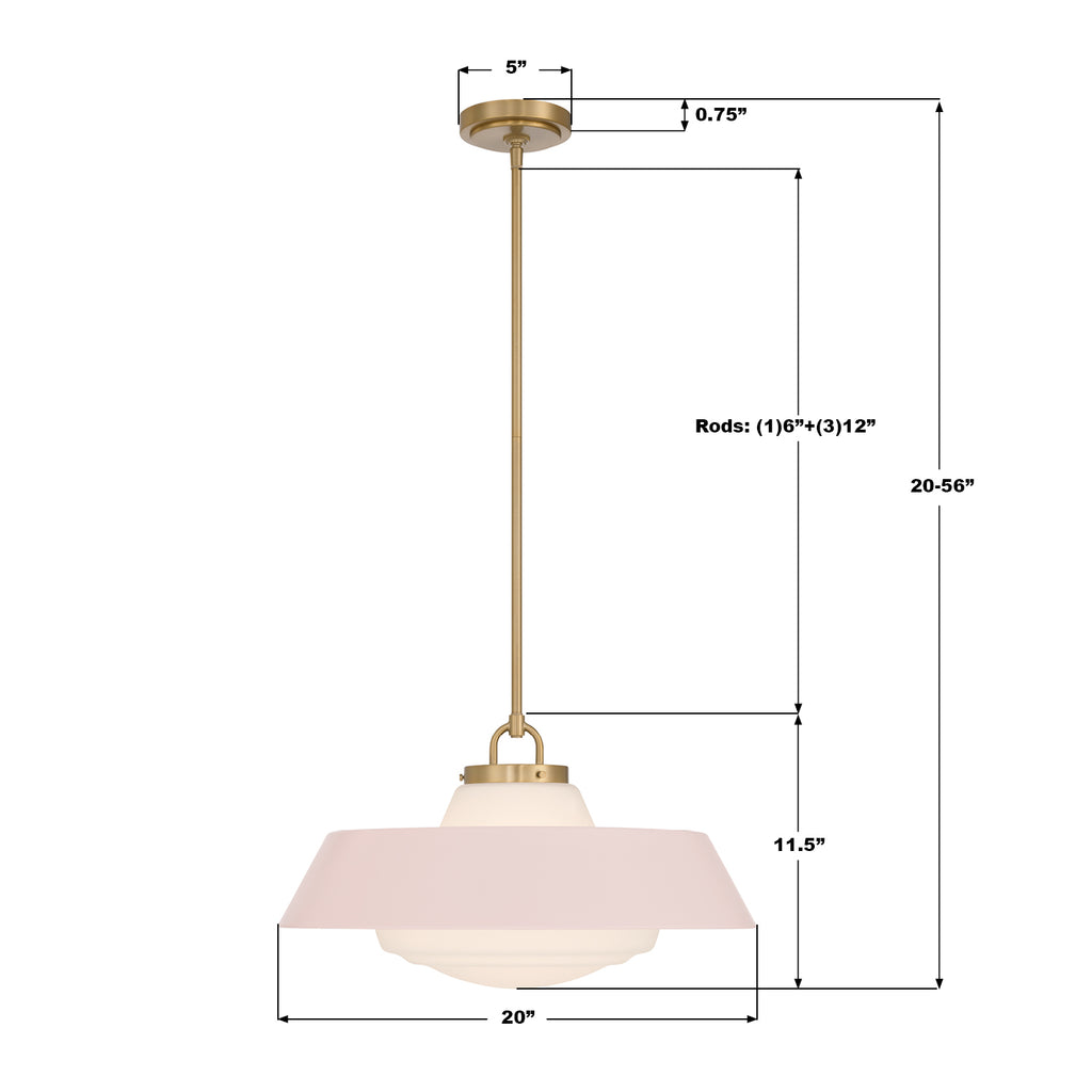 XAN-8009-VG-BH Xander 20'' Pendant | Dimensions Image