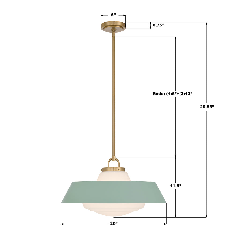 XAN-8009-VG-GR Xander 20'' Pendant | Dimensions Image