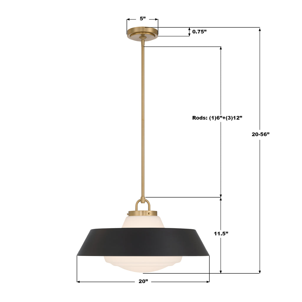 XAN-8009-VG-MK Xander 20'' Pendant | Dimensions Image