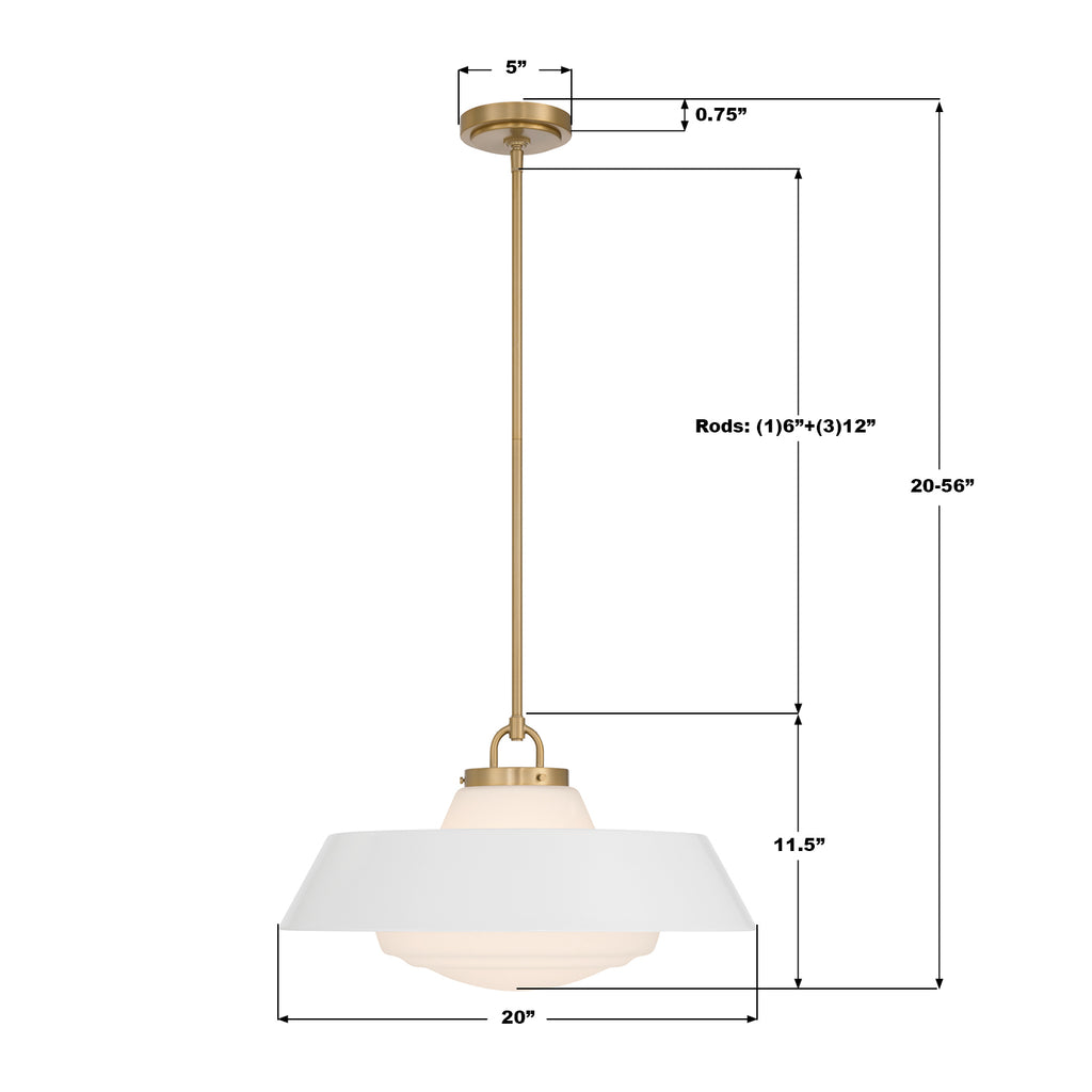XAN-8009-VG-WH Xander 20'' Pendant | Dimensions Image