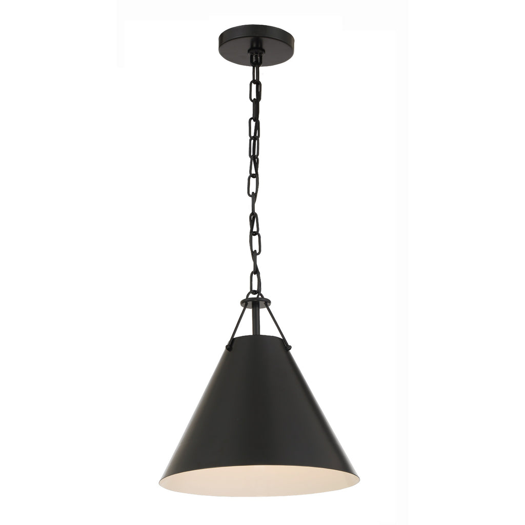 Crystorama Xavier 12'' Pendant in Matte Black - Front View