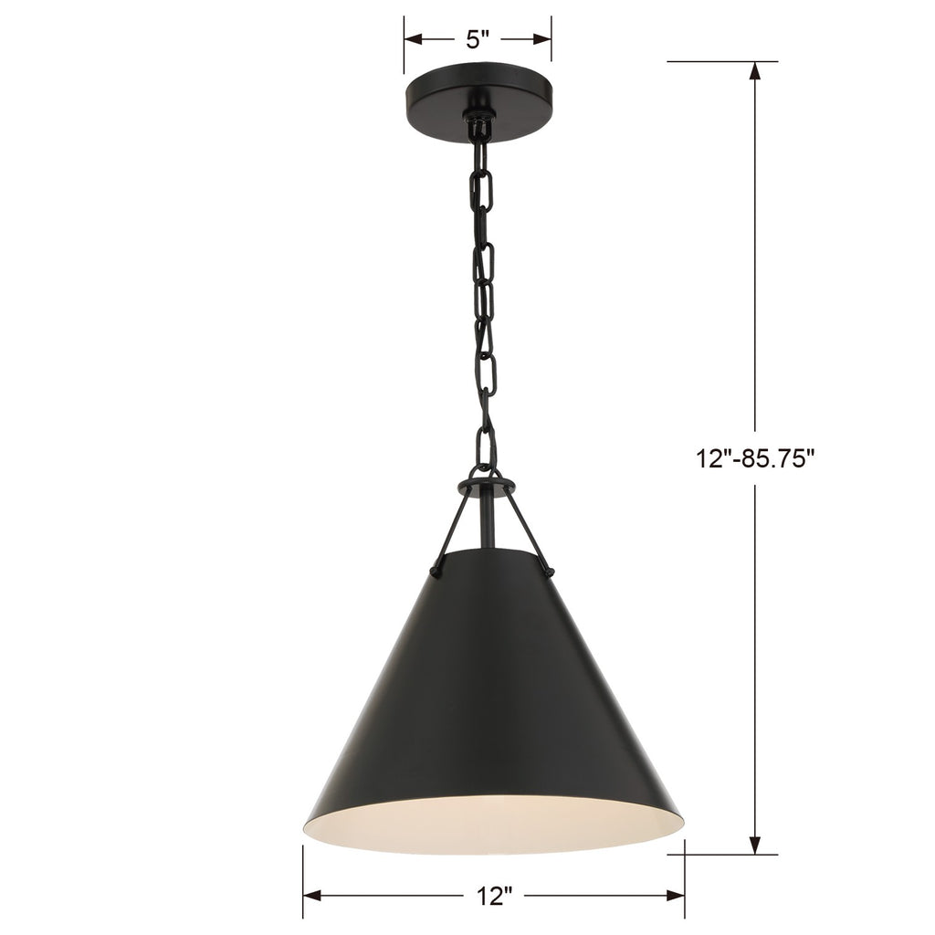 XAV-B8301-MK Xavier 1 Light Mini Pendant | Dimensions Image