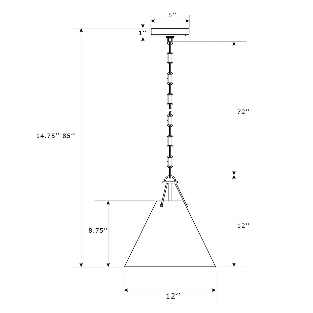 Crystorama Xavier 12'' Pendant - Product Dimensions