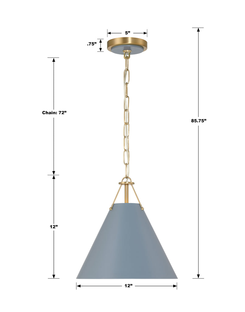 XAV-B8301-VG-BL Xavier 1 Light Mini Pendant | Dimensions Image