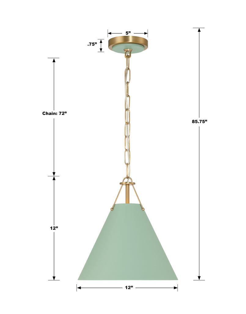 XAV-B8301-VG-GR Xavier 1 Light Mini Pendant | Dimensions Image