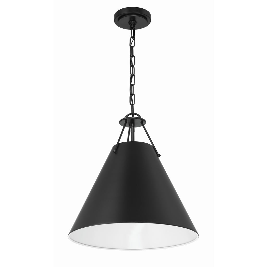 Crystorama Xavier 16'' Pendant in Matte Black - Front View