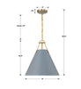 XAV-B8305-VG-BL Xavier 3 Light Pendant | Dimensions Image