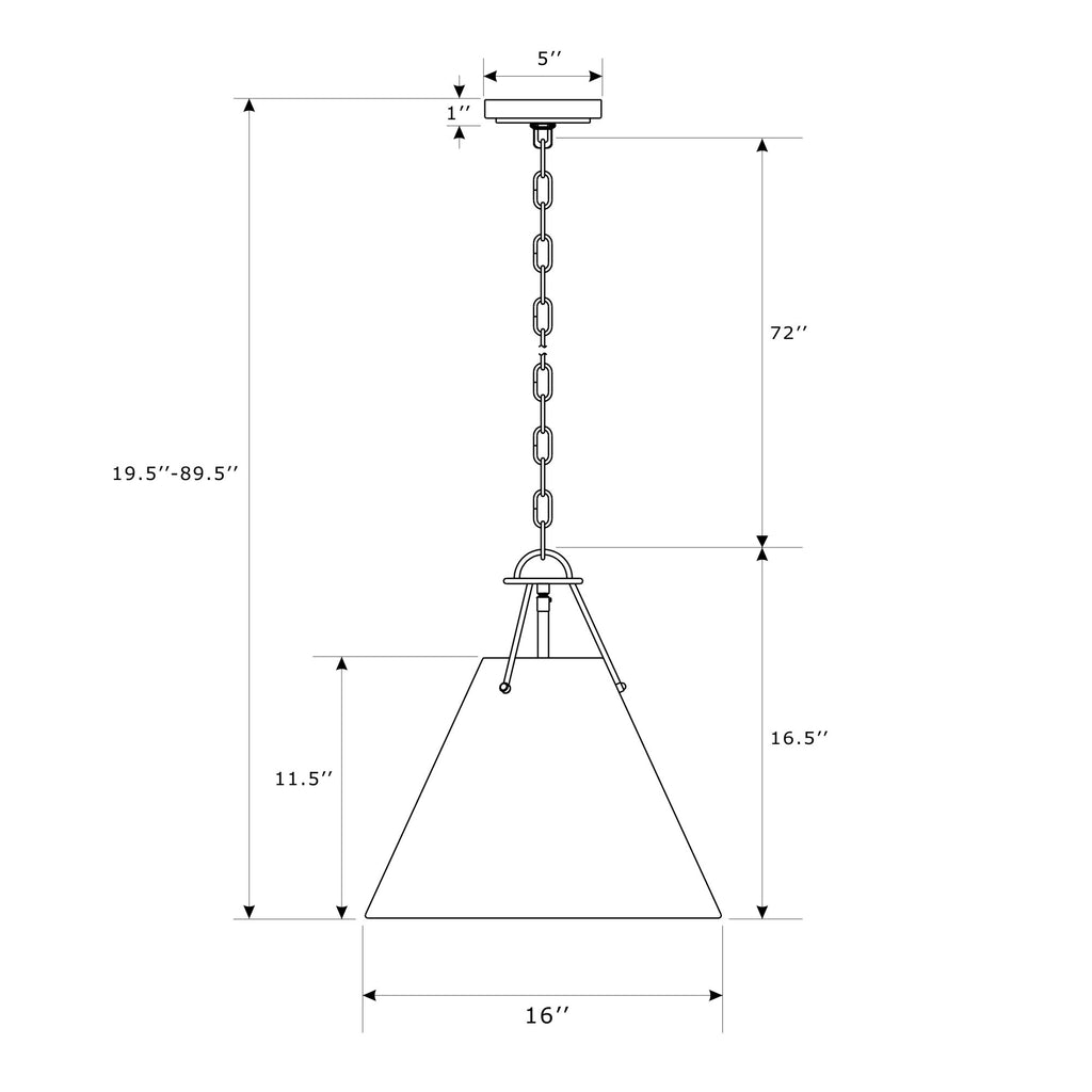 Crystorama Xavier 16'' Pendant - Product Dimensions
