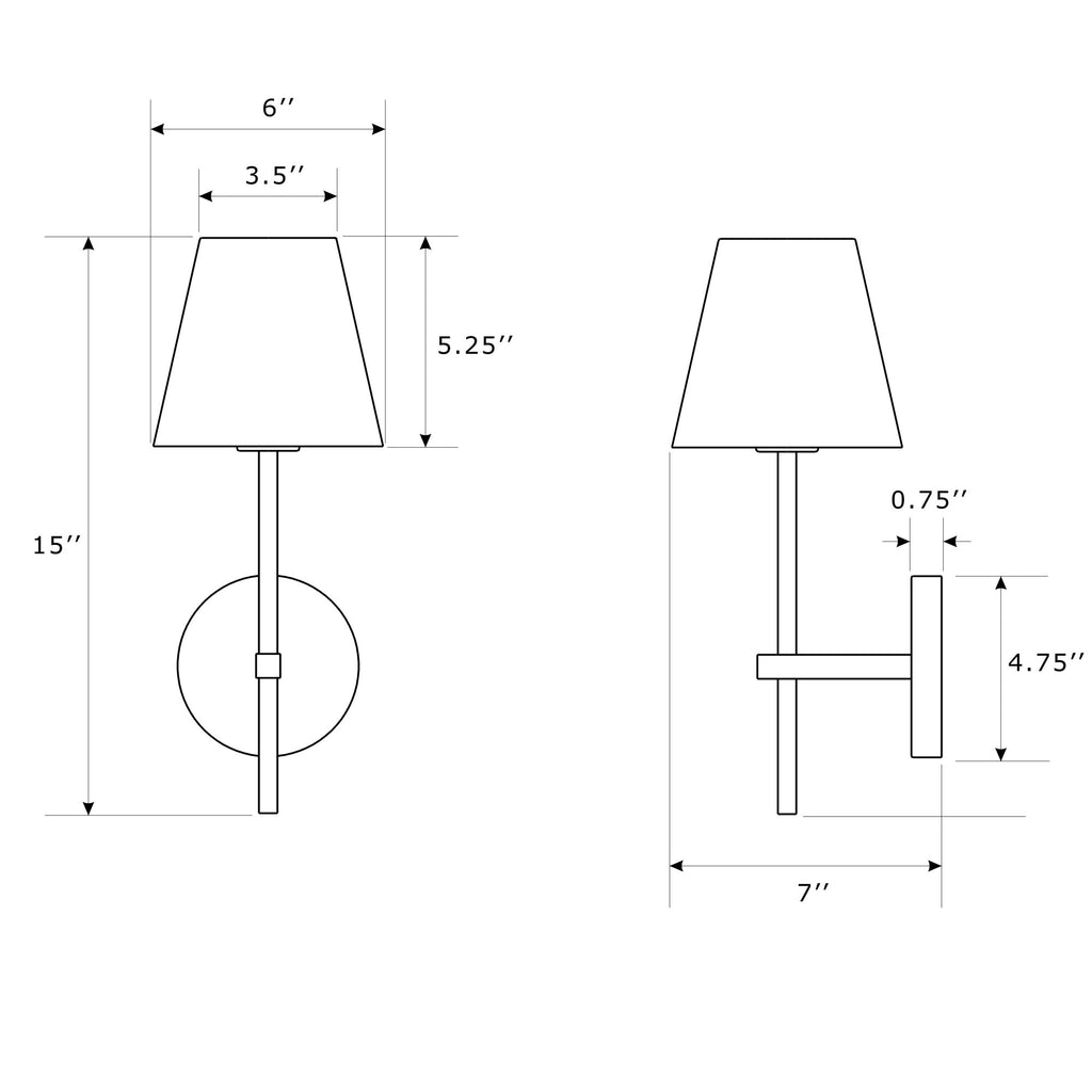 Crystorama Xavier 6'' Sconce - Product Dimensions