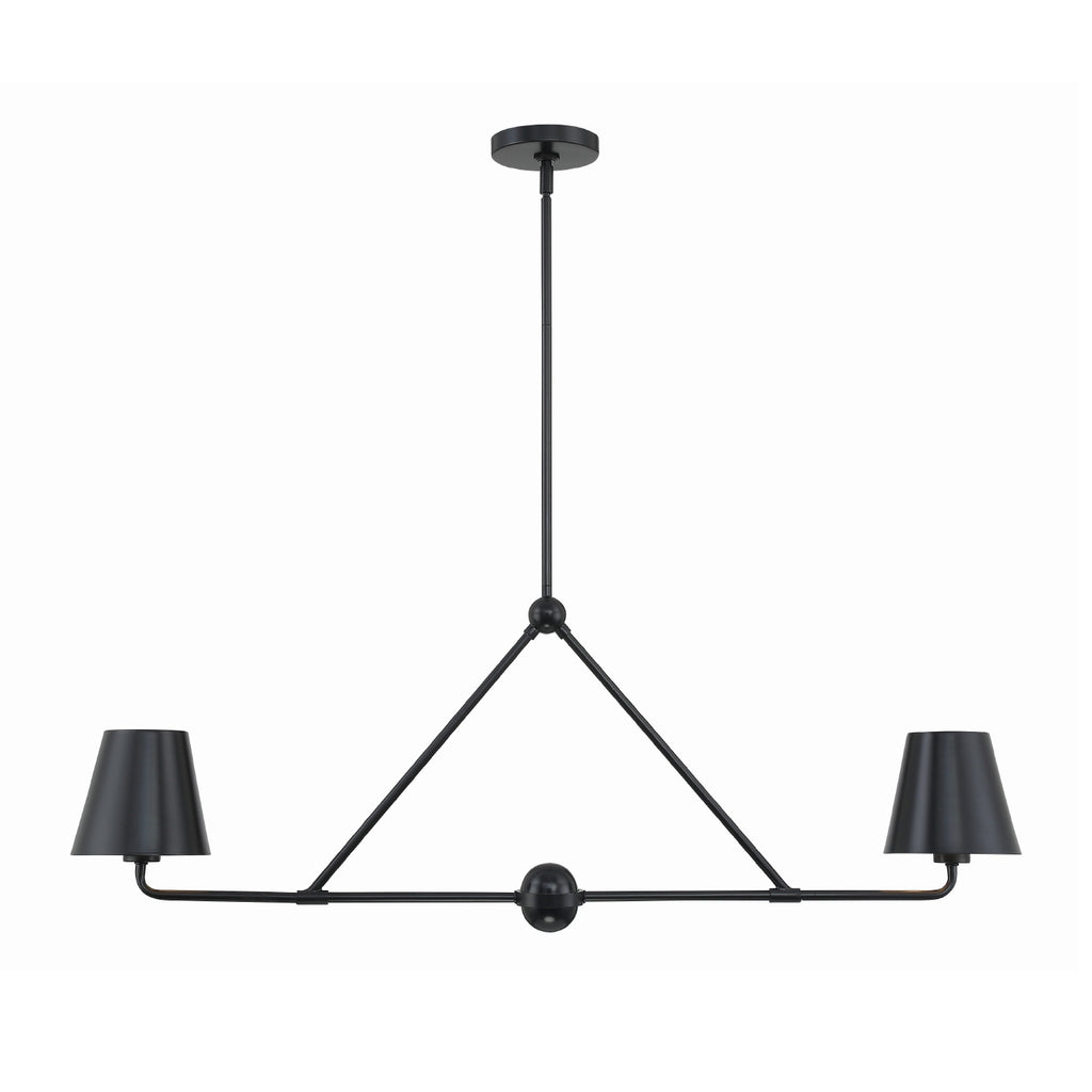 Crystorama Xavier 42'' Linear Chandelier in Matte Black - Front View