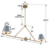 XAV-B9302-VG-BL Xavier 2 Light Linear Chandelier | Dimensions Image