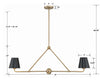 XAV-B9302-VG Xavier 2 Light Linear Chandelier | Dimensions Image