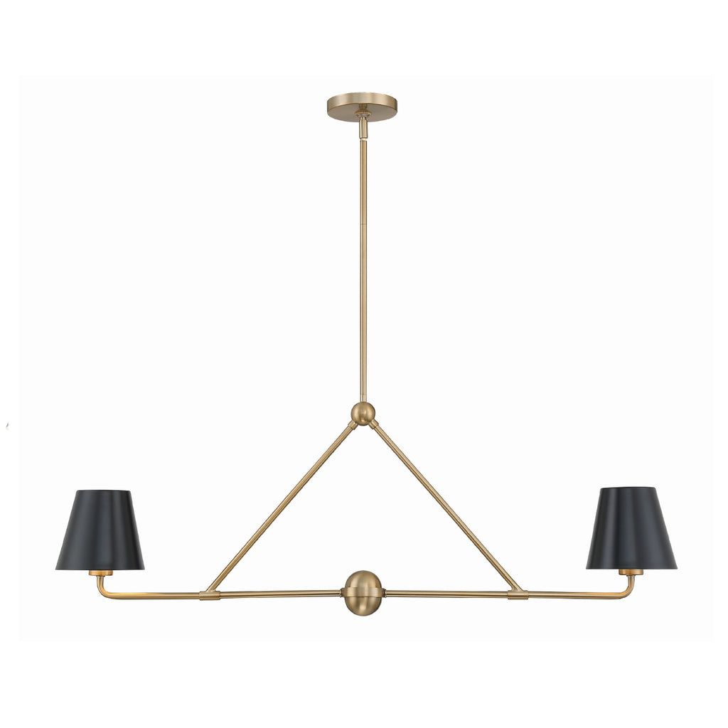Crystorama Xavier 42'' Linear Chandelier in Vibrant Gold - Front View