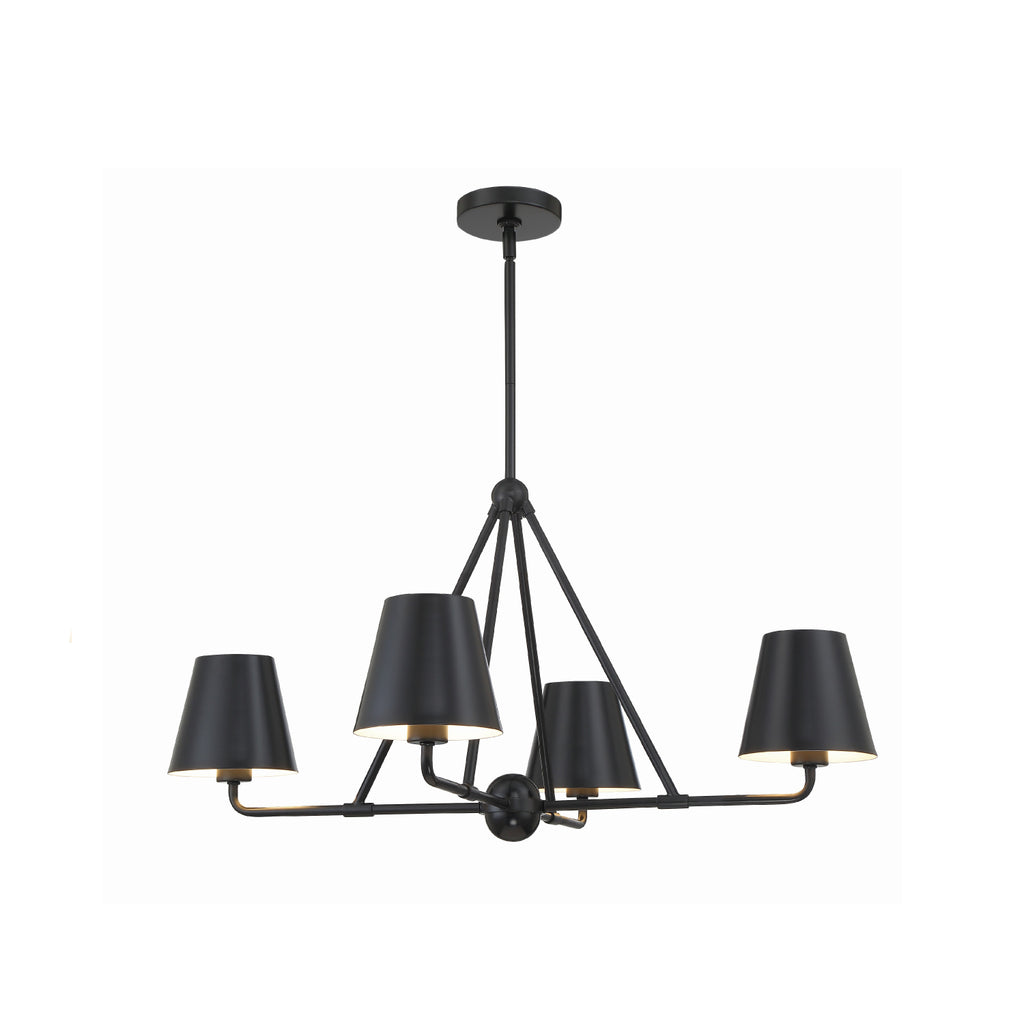 Crystorama Xavier 31.75'' Chandelier in Matte Black - Front View