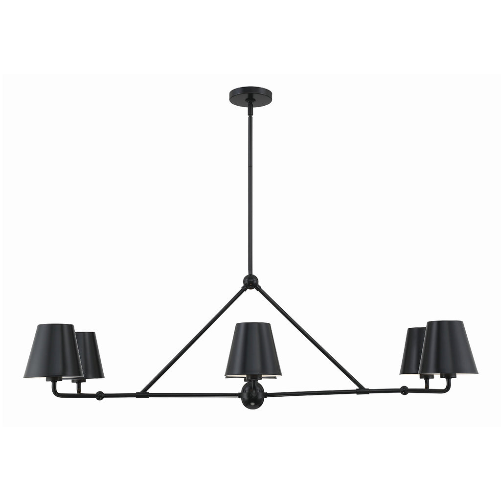 Crystorama Xavier 46'' Linear Chandelier in Matte Black - Front View