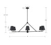 XAV-B9306-MK Xavier 6 Light Linear Chandelier | Dimensions Image