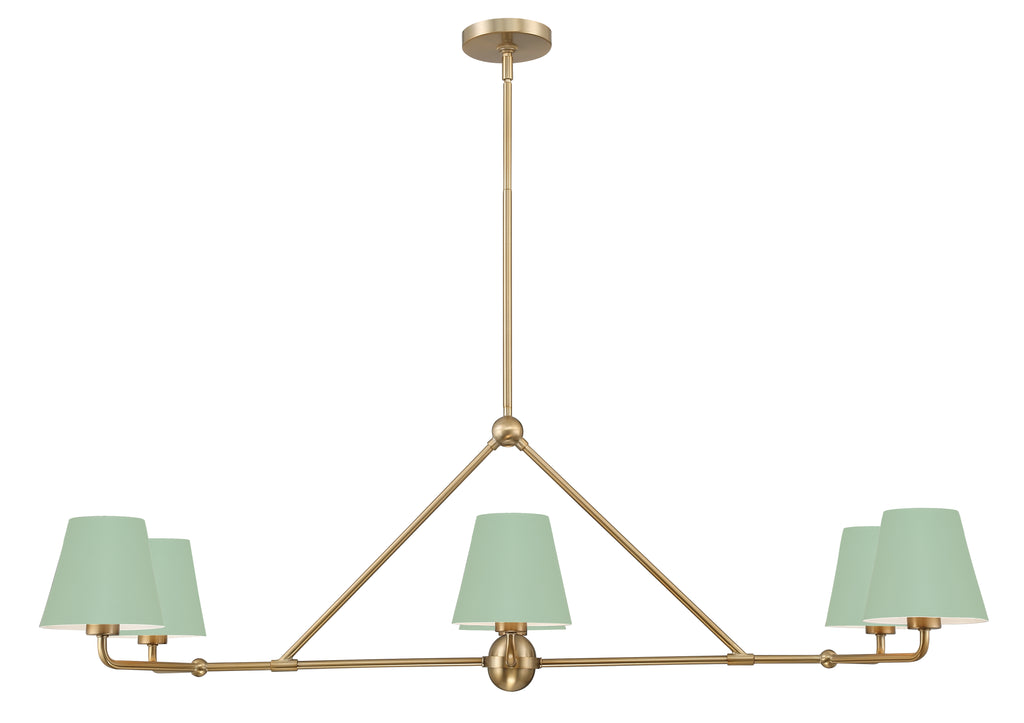 Crystorama Xavier 46'' Linear Chandelier in Vibrant Gold - Front View