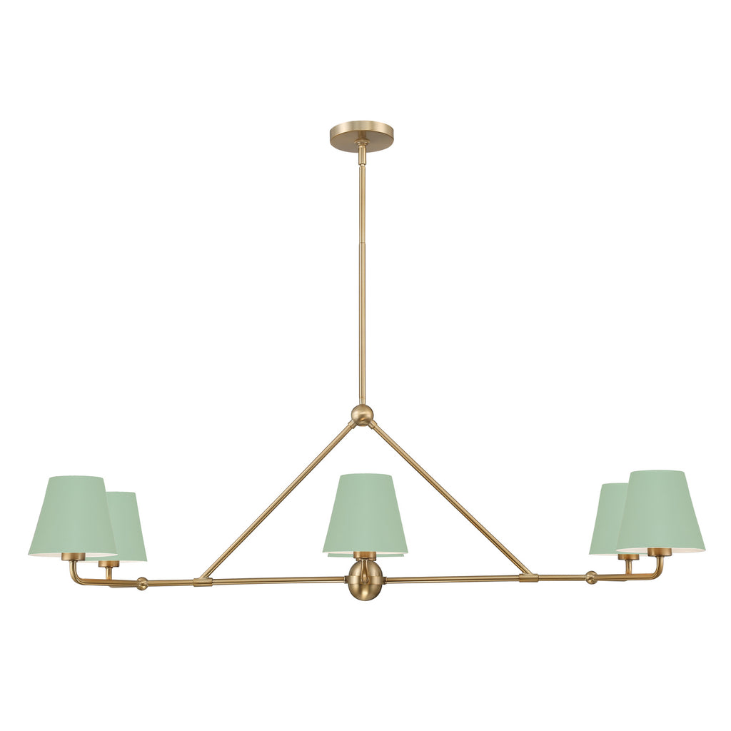 Crystorama Xavier 46'' Linear Chandelier in Vibrant Gold - Front View