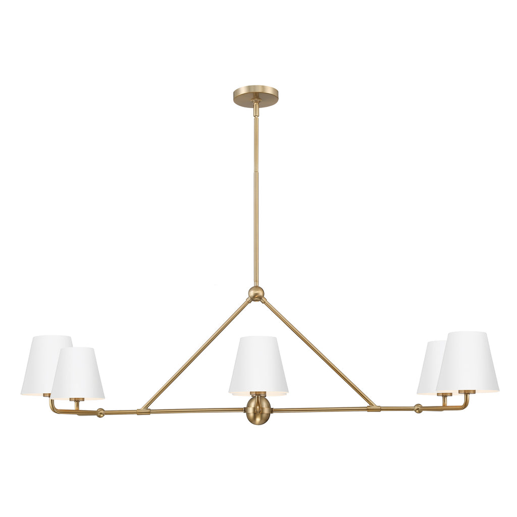 Crystorama Xavier 46'' Linear Chandelier in Vibrant Gold - Front View