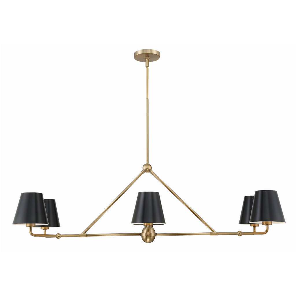 Crystorama Xavier 46'' Linear Chandelier in Vibrant Gold - Front View