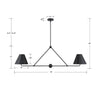 XAV-B9307-MK Xavier 4 Light Linear Chandelier | Dimensions Image