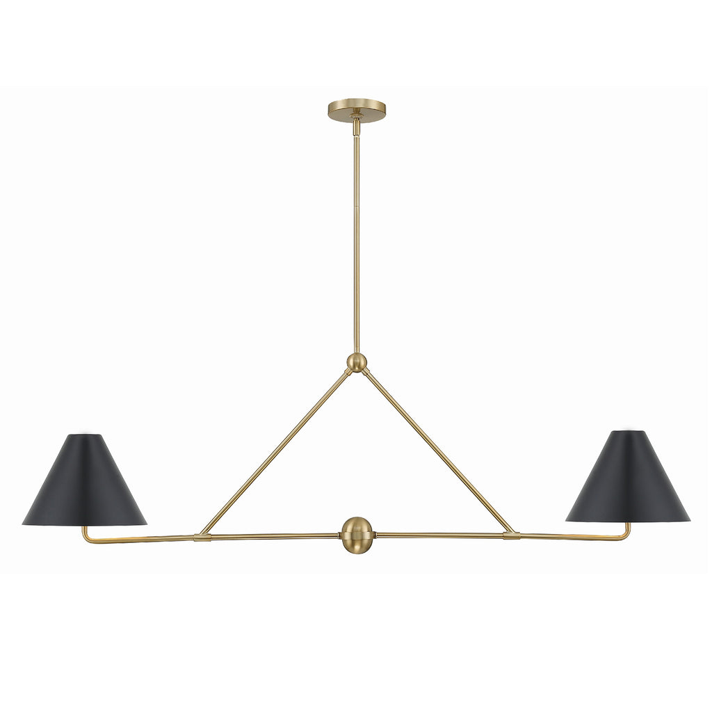 Crystorama Xavier 54'' Linear Chandelier in Vibrant Gold - Front View
