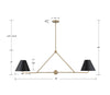 XAV-B9307-VG Xavier 4 Light Linear Chandelier | Dimensions Image