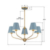 XAV-B9315-VG-BL Xavier 28'' Chandelier | Dimensions Image