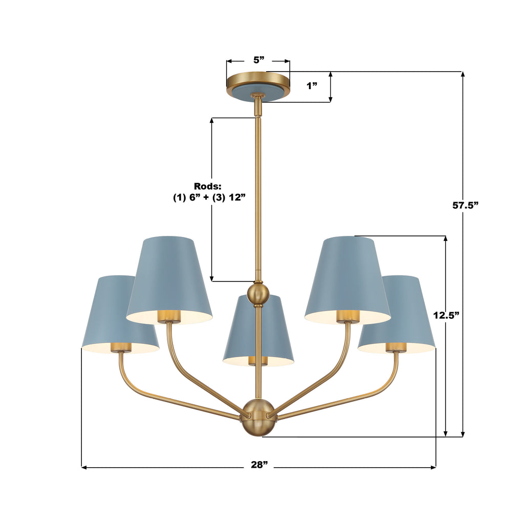 XAV-B9315-VG-BL Xavier 28'' Chandelier | Dimensions Image