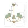 XAV-B9315-VG-GR Xavier 28'' Chandelier | Dimensions Image