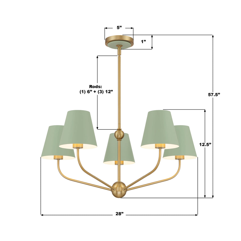 XAV-B9315-VG-GR Xavier 28'' Chandelier | Dimensions Image