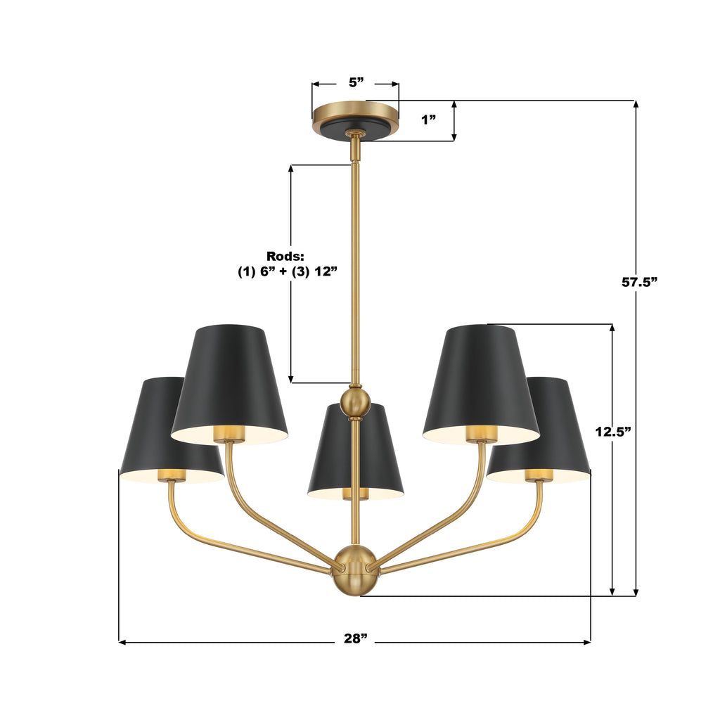 XAV-B9315-VG-MK Xavier 28'' Chandelier | Dimensions Image
